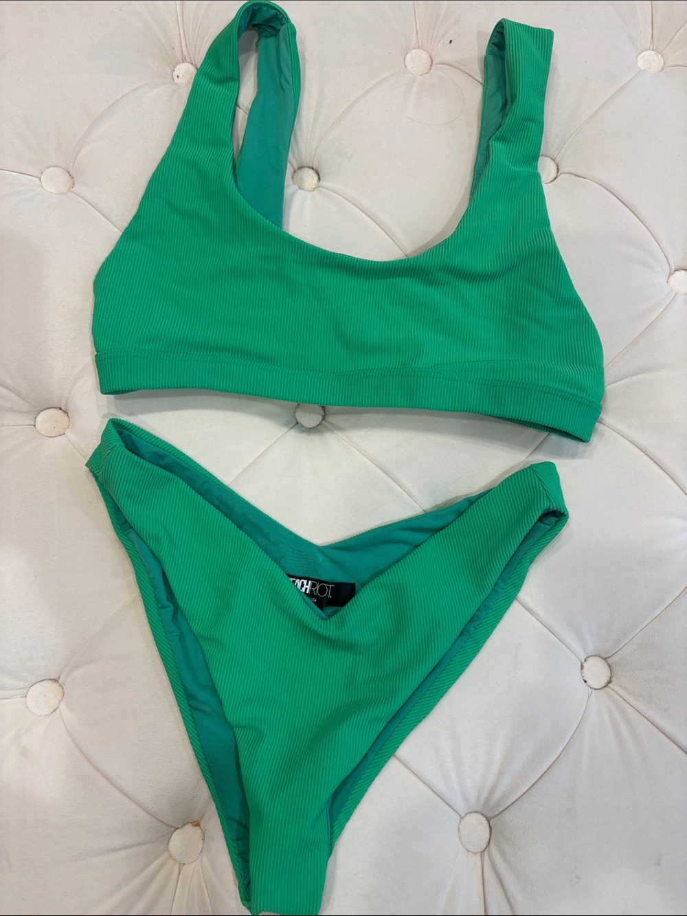 New set! Beach Riot Emerald Green Ribbed Two-Piece Bikini Set